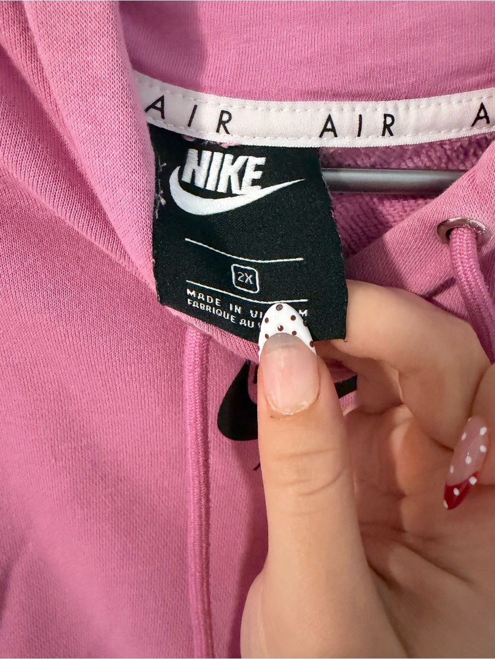 Nike Women’s Rose Pink Air Logo Pullover Hoodie - Picture 3 of 3